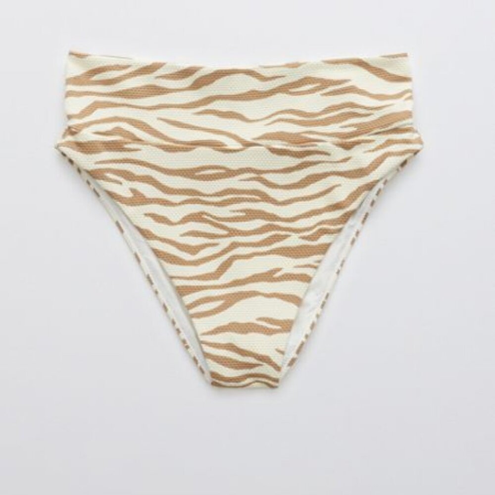 NWT Aerie Animal Print Pique High Cut Cheeky Bikini Bottom Soft Muslin XXL
